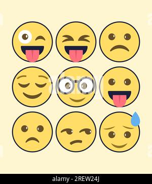 Iphone Whatsapp emojis. High quality emoticons isolated on a white background. Heart emoji set. Social media emojis. Yellow, simple, vector, Stock Vector