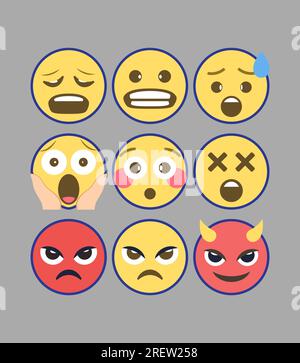 Iphone Whatsapp emojis. High quality emoticons isolated on a white background. Heart emoji set. Social media emojis. Yellow, simple, vector, Stock Vector