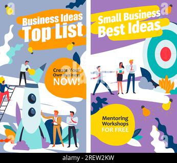 Business ideas top list, mentoring workshop free Stock Vector