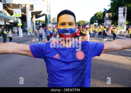 Sydney, Australia. 30th July, 2023. Colombian fans arrive for the FIFA Women's World Cup 2023 match between Germany Women and Colombia Women at Allianz Stadium, Sydney, Australia on 30 July 2023. Photo by Peter Dovgan. Editorial use only, license required for commercial use. No use in betting, games or a single club/league/player publications. Credit: UK Sports Pics Ltd/Alamy Live News Stock Photo