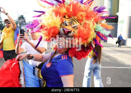 Sydney, Australia. 30th July, 2023. Colombian fans arrive for the FIFA Women's World Cup 2023 match between Germany Women and Colombia Women at Allianz Stadium, Sydney, Australia on 30 July 2023. Photo by Peter Dovgan. Editorial use only, license required for commercial use. No use in betting, games or a single club/league/player publications. Credit: UK Sports Pics Ltd/Alamy Live News Stock Photo