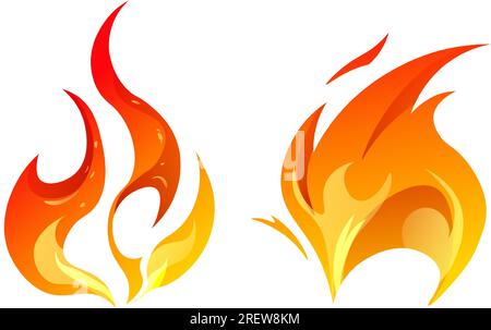 Flame and fire tongues, ignition and blazing icon Stock Vector