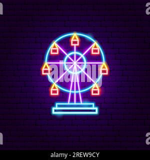 Ferris Wheel Neon Sign Stock Vector