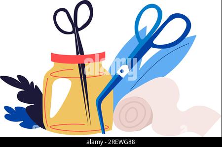 Surgical scissors and bandage, operation vector Stock Vector