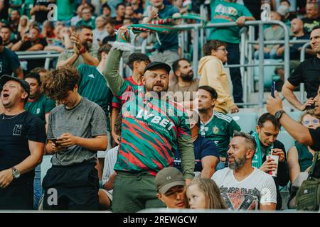 Wroclaw, Wroclaw, Poland. 29th July, 2023. Wroclaw club WKS starts the new season with a 1:2 defeat to ZagÅ‚Ä™bie Lubin. There was a scandal at the matches - the fans showed banners attacking UKRAINE (Credit Image: © Krzysztof Zatycki/ZUMA Press Wire) EDITORIAL USAGE ONLY! Not for Commercial USAGE! Stock Photo