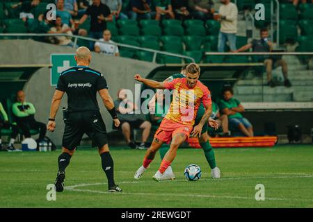 Wroclaw, Wroclaw, Poland. 29th July, 2023. Wroclaw club WKS starts the new season with a 1:2 defeat to ZagÅ‚Ä™bie Lubin. There was a scandal at the matches - the fans showed banners attacking UKRAINE (Credit Image: © Krzysztof Zatycki/ZUMA Press Wire) EDITORIAL USAGE ONLY! Not for Commercial USAGE! Stock Photo