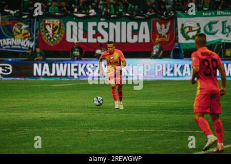 Wroclaw, Wroclaw, Poland. 29th July, 2023. Wroclaw club WKS starts the new season with a 1:2 defeat to ZagÅ‚Ä™bie Lubin. There was a scandal at the matches - the fans showed banners attacking UKRAINE (Credit Image: © Krzysztof Zatycki/ZUMA Press Wire) EDITORIAL USAGE ONLY! Not for Commercial USAGE! Stock Photo