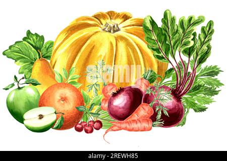 Composition healthy vegetables on table Royalty Free Vector