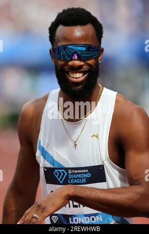 Freddie CRITTENDEN (United States of America) after competing in the Men's 110m Hurdles Final at the 2023, IAAF Diamond League, Queen Elizabeth Olympic Park, Stratford, London, UK. Stock Photo