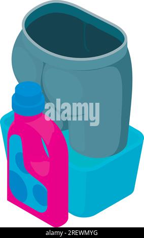Purity concept icon isometric vector. Cropped jeans and washing conditioner icon. Laundry, washing, housework Stock Vector