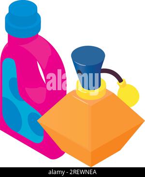 Purity concept icon isometric vector. Washing conditioner and perfume bottle. Laundry, washing, housework Stock Vector