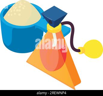 Washing concept icon isometric vector. Washing powder in measuring spoon, perfume. Housework concept Stock Vector