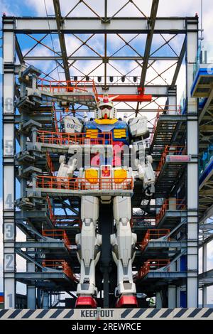 July 2023, Yokohama. Gundam Factory Yokohama featuring a life-size 