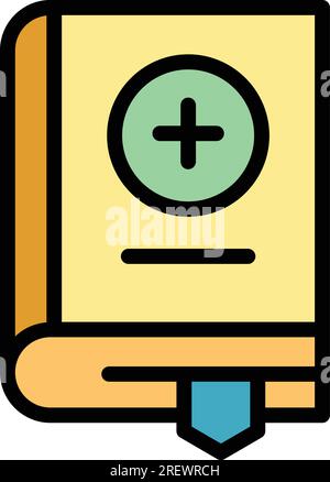 Doctor book icon outline vector. Medical notebook. Health notepad color flat Stock Vector