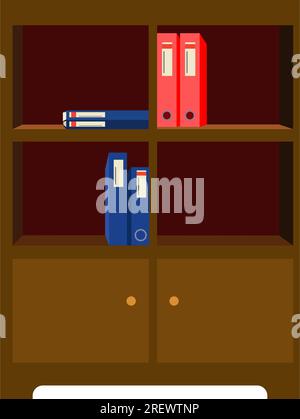 File cabinet. Shelves with folders Stock Vector
