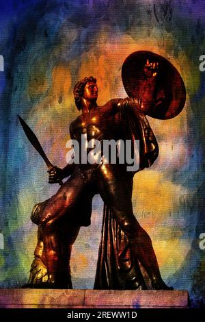 Victorian bronze Achilles statue known as the Wellington Monument at Hyde Park Corner, Stock Photo