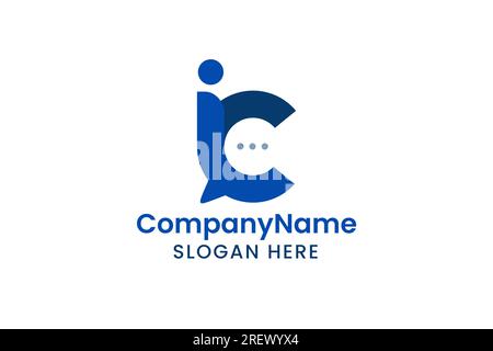letter ic chatting talk logo design Stock Vector