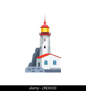 Lighthouse with small house Stock Vector