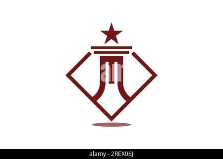 letter M law firm with rectangular and star logo design template element icon vector suitable for business in the legal field Stock Vector