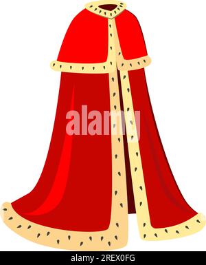 King in red clothing with power symbols on medieval castle background ...