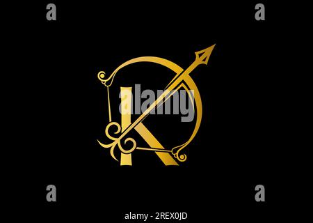 Letter K with bow arrow luxury logo design Stock Vector