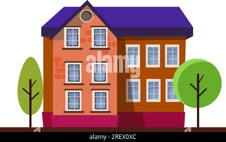 Tree storey brick house vector illustration Stock Vector