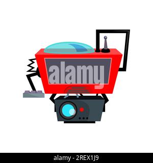 Red robotic device cartoon illustration Stock Vector