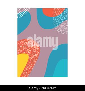 Colorful abstract graphic elements and rice-shaped dots Stock Vector