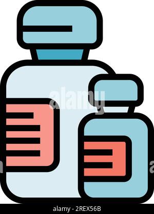 Insulin syringe ampule icon outline vector. Vial vaccine. Bottle injection color flat Stock Vector
