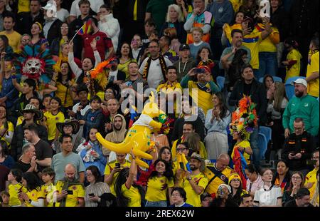 July 30 2023: . Colombian fans during a Group H - FIFA Women's World Cup Australia & New Zealand 2023 game, Germany vs Colombia, at Emirates Stadium, Sydney, Australia. Kim Price/CSM (Credit Image: © Kim Price/Cal Sport Media) Stock Photo