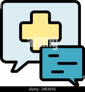 Medical chat icon outline vector. Online doctor. Health patient color flat Stock Vector