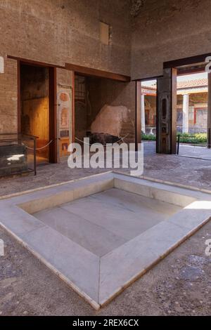 Pompeii Archaeological Site, Campania, Italy.  The atrium.  House of the Vettii.  Casa dei Vettii.   Pompeii, Herculaneum, and Torre Annunziata are co Stock Photo