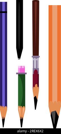 Pencils set flat icon Stock Vector