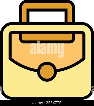 Leather briefcase icon outline vector. Bag case. Business portfolio color flat Stock Vector