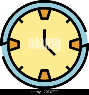 Wall clock icon outline vector. Watch time. Round hour color flat Stock Vector