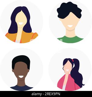 Avatars of different races and nationalities, men and women. Flat vector illustration Stock Vector