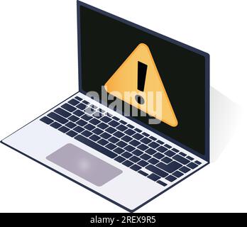 Laptop notebook computer screen. Attention please! Vector illustration ...