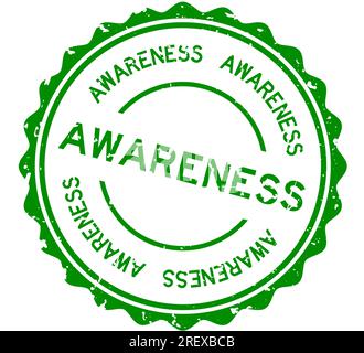 Grunge green awareness word round rubber seal stamp on white background Stock Vector