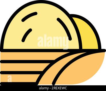 Straw icon outline vector. Hay bale. Farm grass color flat Stock Vector