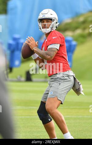 Detroit Lions quarterback Adrian Martinez (18) looks over the Carolina  Panthers defense during an NFL preseason football game, Friday, Aug. 25,  2023, in Charlotte, N.C. (AP Photo/Brian Westerholt Stock Photo - Alamy