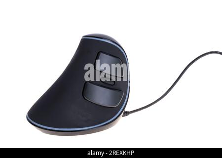 Vertical gaming computer mouse isolated on white background Stock Photo