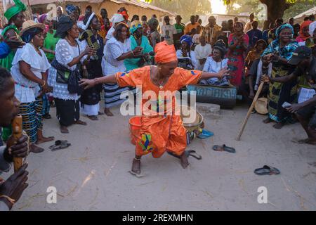 Dancers at a festival in the remote village Niomoune, Senegal Stock Photo