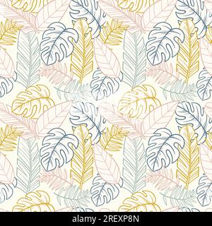 Abstract seamless summer pattern with tropical leaves Stock Vector