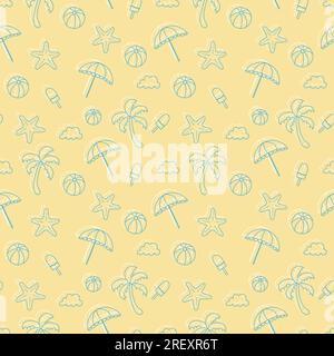 Seamless summer pattern with sketchy summer doodles elements Stock Vector