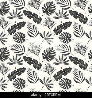 Seamless tropical pattern with monstera leaves and tropical leaves Stock Vector