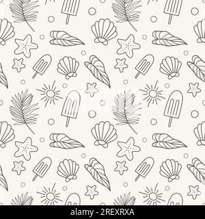 Hand drawn summer seamless pattern with various summer elements Stock Vector