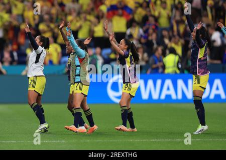 Sydney, Australia. 30th July 2023. 30th July 2023; Sydney Football Stadium, Sydney, NSW, Australia: FIFA Womens World Cup Group H Football, Germany versus Colombia; Colombia players celebrate with their fans after defeating Germany 2-1 Credit: Action Plus Sports Images/Alamy Live News Stock Photo