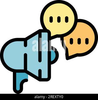 Megaphone icon outline vector. Loud broadcast. Bullhorn speaker color flat Stock Vector