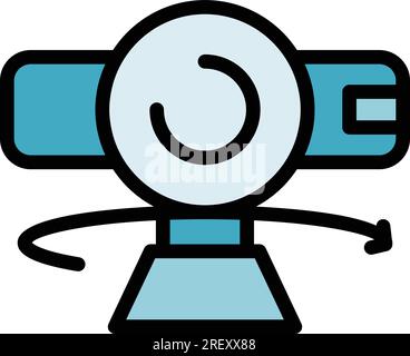 Vr camera icon outline vector. Angle video. Panorama view color flat Stock Vector