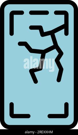 Cracked smartphone icon outline vector. Screen crack. Phone display color flat Stock Vector